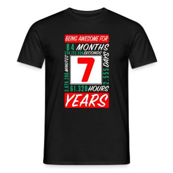 Children 7 Years Birthday Months Hours - Men's T-Shirt - black - Front - AI Model Male 178 light (178cm)