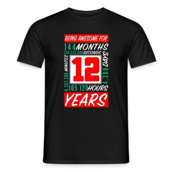 Children 12 Years Birthday Months Hours - Men's T-Shirt - black - Front - AI Model Male 178 light (178cm)