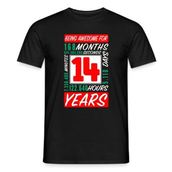 Teenager 14 Years Birthday Months Hours - Men's T-Shirt - black - Front - AI Model Male 178 light (178cm)