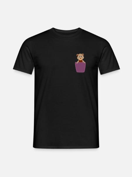 Bear in breast pocket - Men's T-Shirt - black