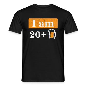 Ich bin 20 plus Bier 21. Geburtstag - Männer T-Shirt - Schwarz - Vorne - AI Model Male 178 light (178cm)