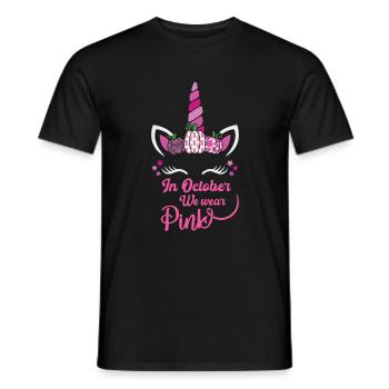 En octobre, nous portons du rose - T-shirt homme - noir - Devant - AI Model Male 178 light (178cm)
