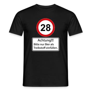 28 Achtung nur Bier als Treibstoff einfüllen - Männer T-Shirt - Schwarz - Vorne - AI Model Male 178 light (178cm)