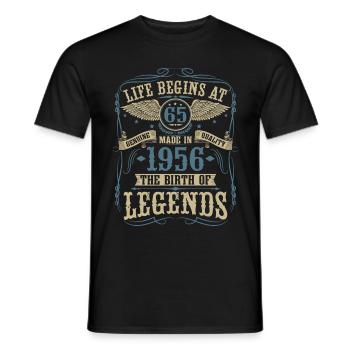 Naissance 1956 légendes 65 anniversaire - T-shirt homme - noir - Devant - AI Model Male 178 light (178cm)