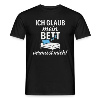 Ich glaub mein Bett vermisst mich – Schlafen - Männer T-Shirt - Schwarz - Vorne - AI Model Male 178 light (178cm)