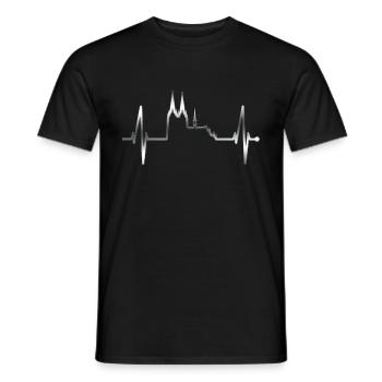 Cologne Heartbeat Skyline Cologne Cathedral Silver Metallic - Men's T-Shirt - black - Front - AI Model Male 178 light (178cm)