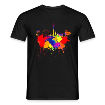 Las Vegas Skyline Nevada Bunte Farben Kunst Poker - Männer T-Shirt - Schwarz - Vorne - AI Model Male 178 light (178cm)