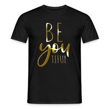 Beyoutiful Be You Tiful Achtsamkeit Yoga Beautiful - Männer T-Shirt - Schwarz - Vorne - AI Model Male 178 light (178cm)