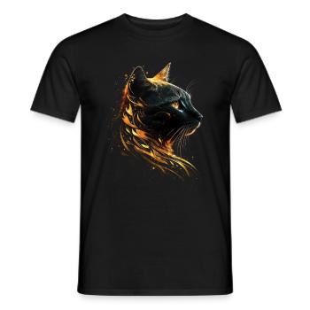 Cat Motif Art Cat Design Domestic Cat Meow Cat - Men's T-Shirt - black - Front - AI Model Male 178 light (178cm)
