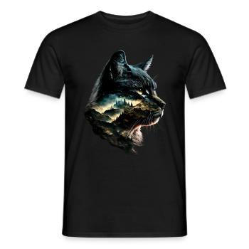 Katzen Motiv Kunst Cat Design Hauskatze Miau Katze - Männer T-Shirt - Schwarz - Vorne - AI Model Male 178 light (178cm)