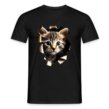Katzen Motiv Kunst Cat Design Hauskatze Miau Katze - Männer T-Shirt - Schwarz - Vorne - AI Model Male 178 light (178cm)