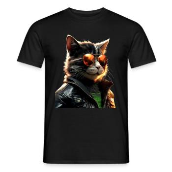 Katze Mit Sonnenbrille Cat Mom Katzenmama Katzen - Männer T-Shirt - Schwarz - Vorne - AI Model Male 178 light (178cm)