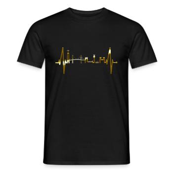 Lisbonne Skyline Heartbeat Portugal J’aime Lisbonne - T-shirt homme - noir - Devant - AI Model Male 178 light (178cm)
