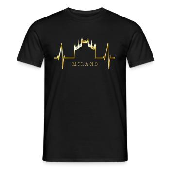 Milan Skyline Italy Heartbeat Fan Love Milano - Men's T-Shirt - black - Front - AI Model Male 178 light (178cm)