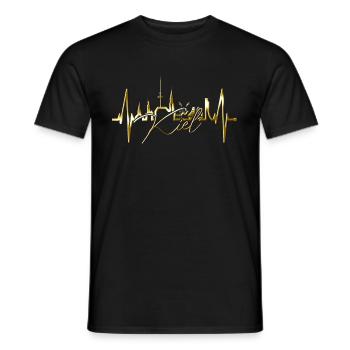 Kiel Skyline Heartbeat Fan Heart Love Love Kieler - Men's T-Shirt - black - Front - AI Model Male 178 light (178cm)