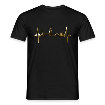 Stockholm Skyline Heartbeat Heart I Love Suède - T-shirt homme - noir - Devant - AI Model Male 178 light (178cm)
