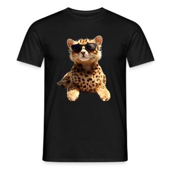 Lunettes de soleil guépard Chats guépard Mignon guépard - T-shirt homme - noir - Devant - AI Model Male 178 light (178cm)
