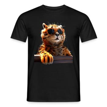 Lunettes de soleil guépard Chats guépard Mignon guépard - T-shirt homme - noir - Devant - AI Model Male 178 light (178cm)