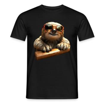Sloth, Morning Grouch, Loafer, Cute Sloths - Men's T-Shirt - black - Front - AI Model Male 178 light (178cm)