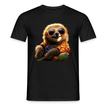 Sloth, Morning Grouch, Loafer, Cute Sloths - Men's T-Shirt - black - Front - AI Model Male 178 light (178cm)