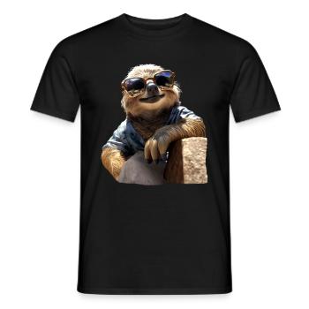 Sloth, Morning Grouch, Loafer, Cute Sloths - Men's T-Shirt - black - Front - AI Model Male 178 light (178cm)