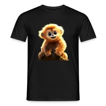 Gibbon Monkey Baby Monkey Little Gibbons Cute Monkey - Men's T-Shirt - black - Front - AI Model Male 178 light (178cm)