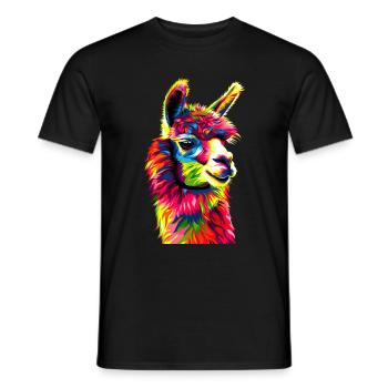 Alpaga Pop Art Couleurs vives Lama Arc-en-ciel Alpaga - T-shirt homme - noir - Devant - AI Model Male 178 light (178cm)