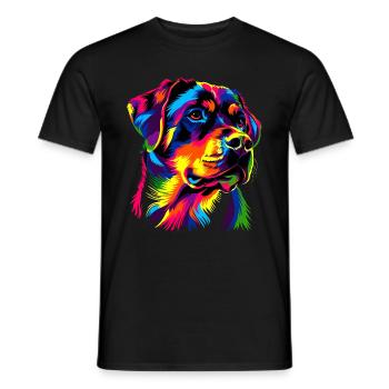 Rottweiler chien couleurs vives pop art fierté chiens - T-shirt homme - noir - Devant - AI Model Male 178 light (178cm)