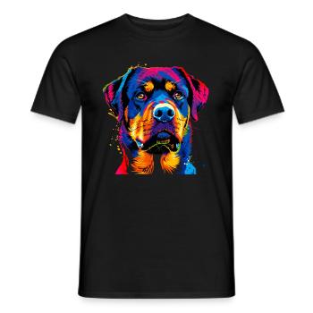 Rottweiler chien couleurs vives pop art fierté chiens - T-shirt homme - noir - Devant - AI Model Male 178 light (178cm)