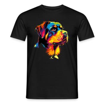 Rottweiler chien couleurs vives pop art fierté chiens - T-shirt homme - noir - Devant - AI Model Male 178 light (178cm)