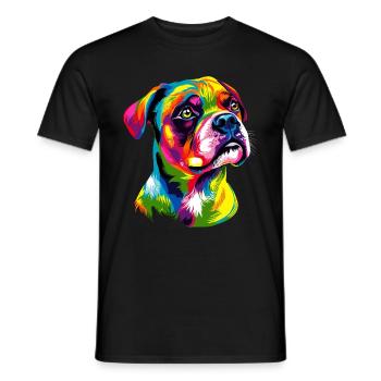 Deutscher Boxer Popart Regenbogen Bunter Boxer - Männer T-Shirt - Schwarz - Vorne - AI Model Male 178 light (178cm)