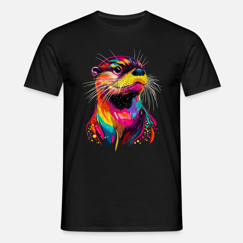 Odder Farverig Regnbue Havodder Mårt Sød Odder - T-shirt til herrer - sort