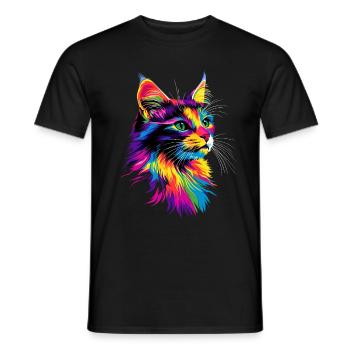 Cat Norwegian Forest Cat Norwegian Forest Cats - Men's T-Shirt - black - Front - AI Model Male 178 light (178cm)