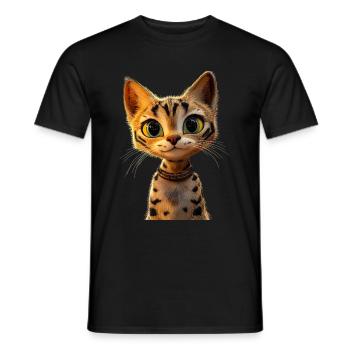Savannah Cat Cat Mom Cute Serval Leopard Cats - Men's T-Shirt - black - Front - AI Model Male 178 light (178cm)