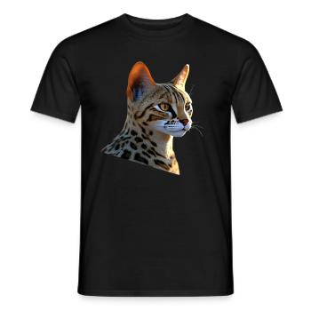 Savannah Katze Cat Mama Süße Serval Leopard Katzen - Männer T-Shirt - Schwarz - Vorne - AI Model Male 178 light (178cm)