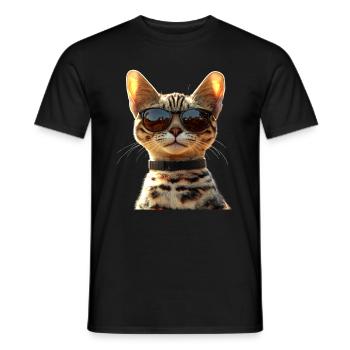 Savannah Cat Cat Mom Cute Serval Leopard Cats - Men's T-Shirt - black - Front - AI Model Male 178 light (178cm)