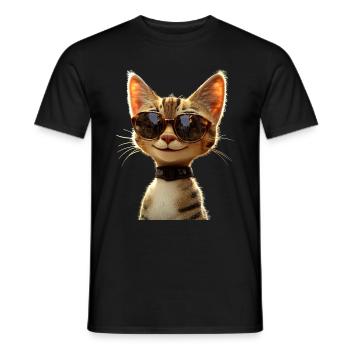 Savannah Cat Cat Mom Cute Serval Leopard Cats - Men's T-Shirt - black - Front - AI Model Male 178 light (178cm)