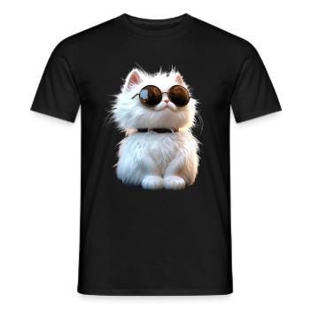 Chat Angora Blanc Chat Angora Chats Angora Mignons - T-shirt homme - noir - Devant - AI Model Male 178 light (178cm)