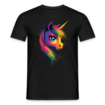 Einhorn Bunt Regenbogen Pferde Reiten Einhörner - Männer T-Shirt - Schwarz - Vorne - AI Model Male 178 light (178cm)