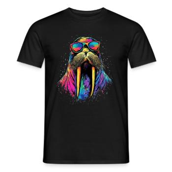Walrus, tusks, seal, wild Pacific walruses - Men's T-Shirt - black - Front - AI Model Male 178 light (178cm)