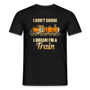 Ich schnarche nicht, ich träume ich bin ein Zug - Männer T-Shirt - Schwarz - Vorne - AI Model Male 178 light (178cm)