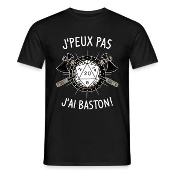 J'peux pas j'ai baston ! - T-shirt homme - noir - Devant - AI Model Male 178 light (178cm)