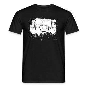 Mittelfinger Herzschlag Handzeichen witzig Fun - Männer T-Shirt - Schwarz - Vorne - AI Model Male 178 light (178cm)