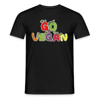 Go Vegan Früchte Buchstaben - Männer T-Shirt - Schwarz - Vorne - AI Model Male 178 light (178cm)