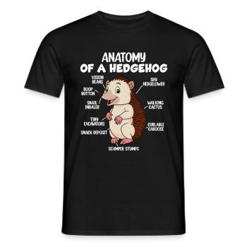 Anatomy of a hedgehog - Men's T-Shirt - black - Front - AI Model Male 178 light (178cm)
