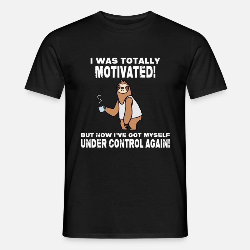 Faultier Faul Motivation - Männer T-Shirt - Schwarz
