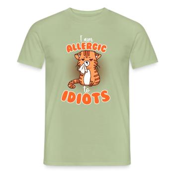 Allergique aux idiots - T-shirt homme - vert sauge - Devant - AI Model Male 178 light (178cm)
