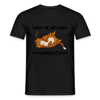 Katze lustig witzig - Männer T-Shirt - Schwarz - Vorne - AI Model Male 178 light (178cm)