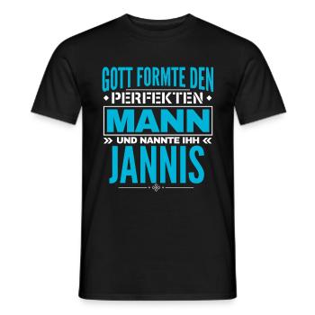 Jannis Name Design - Männer T-Shirt - Schwarz - Vorne - AI Model Male 178 light (178cm)