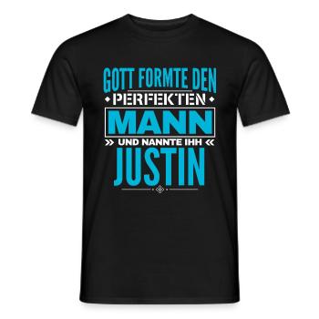 Justin Name Design - Männer T-Shirt - Schwarz - Vorne - AI Model Male 178 light (178cm)